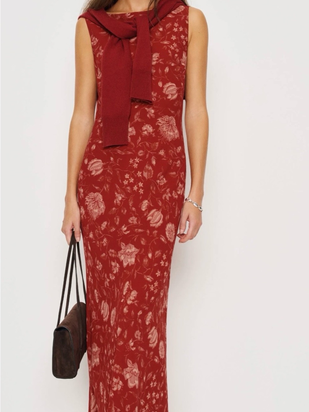 Reformation Prescott Red Floral Maxi Dress